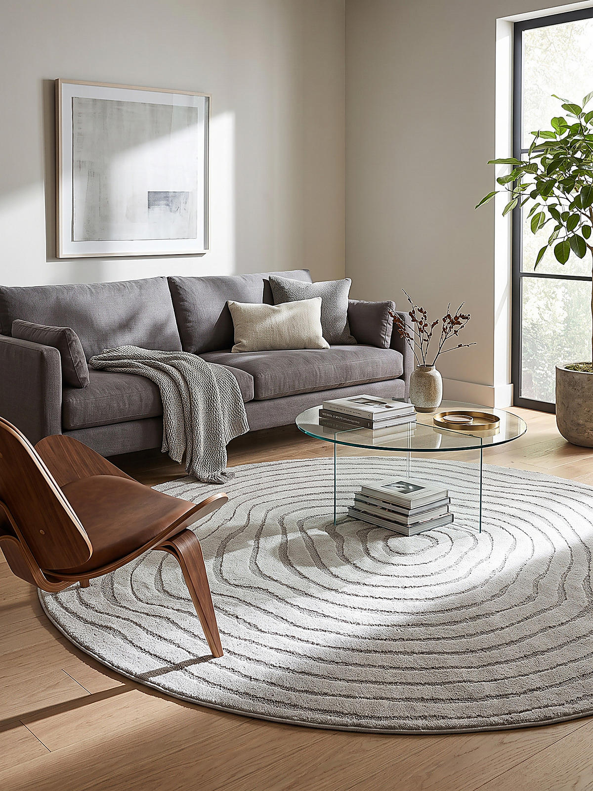 KURZFLORTEPPICH Streifen CETINA Polypropylen - Grau, Textil (200/200cm) - KADIMA DESIGN