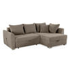 ECKSOFA mit Schlaffunktion und Bettkasten, seitenverkehrt montierbar B236/T160/H81 cm, Liegefl. 142x202 cm, Cord Braun Taupe / 15208 - Taupe/Chromfarben, Kunststoff/Textil (236/160cm) - luma-home