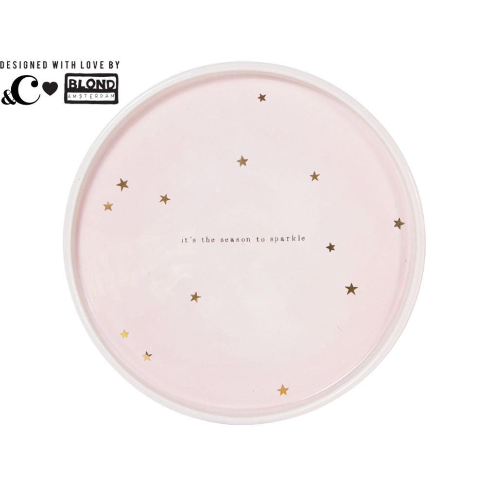 TORTENPLATTE Es ist Zeit zum Glänzen in Rosa - 23,5cm - Pink, Keramik (0.1/1/0.1cm) - Blond Amsterdam