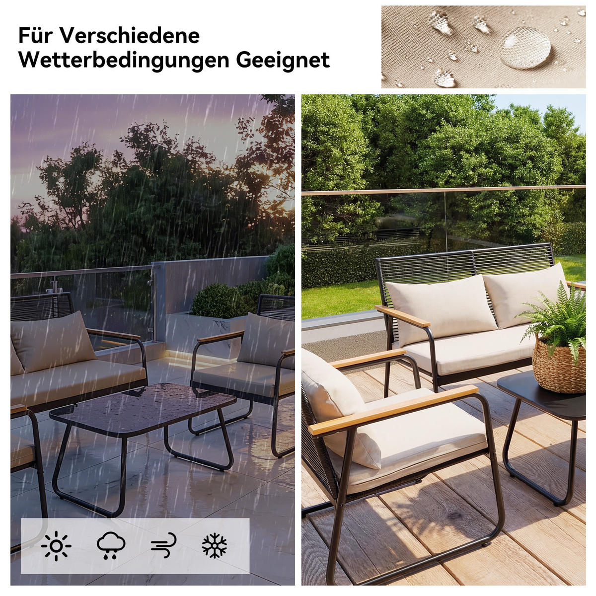 GARTENLOUNGE Set ,SF03 - Grau, Metall