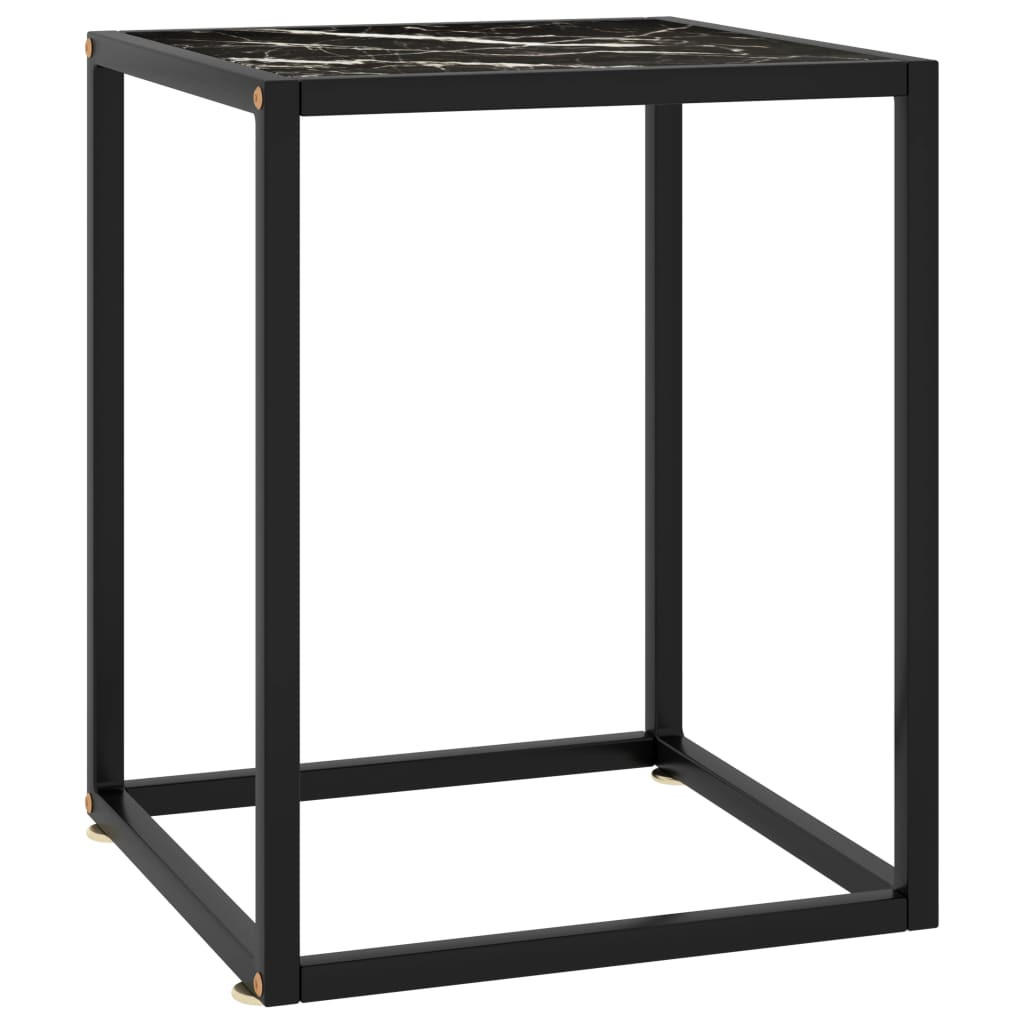 COUCHTISCH Schwarz mit Schwarzem Glas in Marmor-Optik 40x40x50 - Schwarz, Glas (40/40/50cm) - furnicato