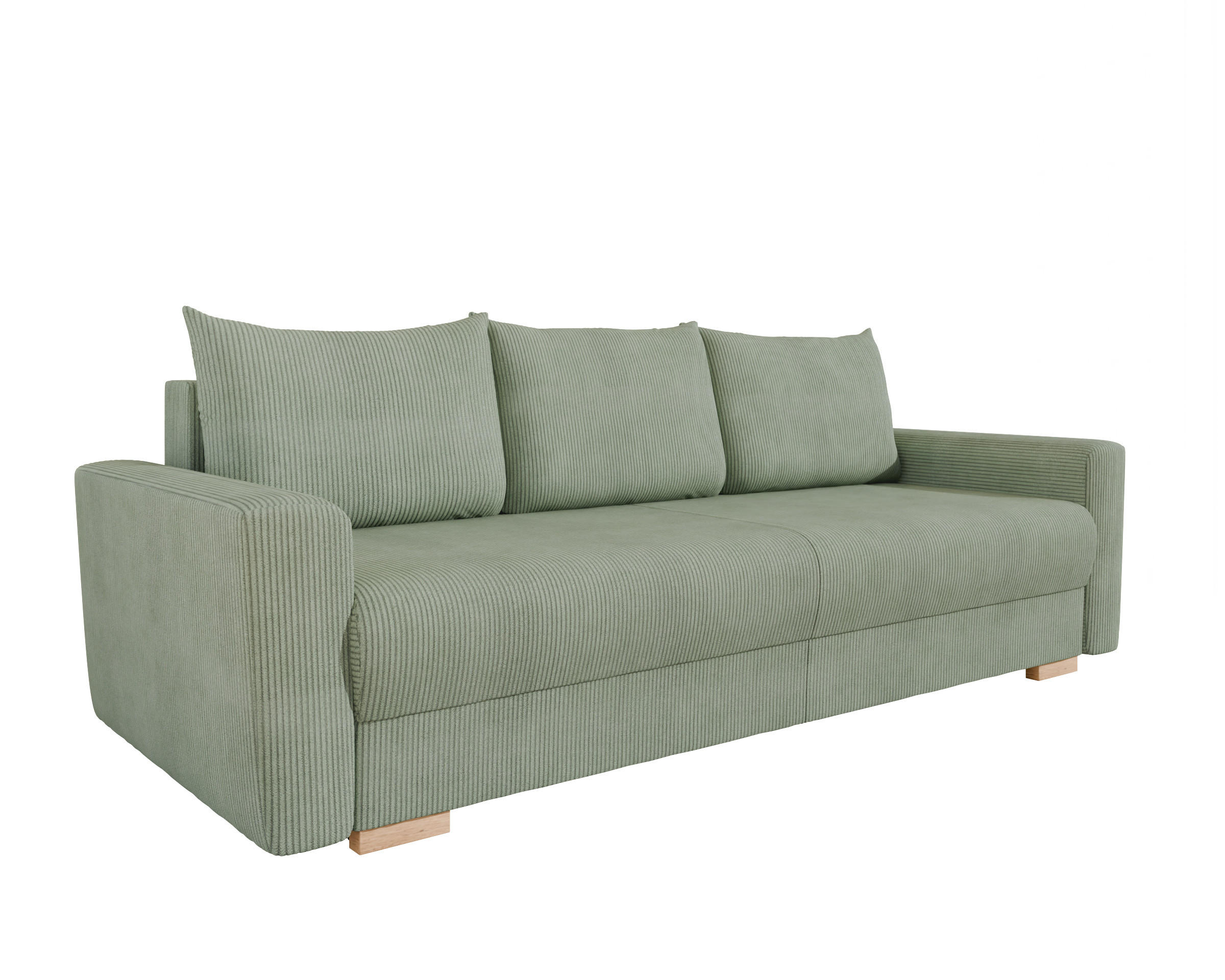 3-SITZER-SCHLAFSOFA ELMA mit Bettfunktion, grün - Grün, Holz (92.5/79/230cm) - Homesy