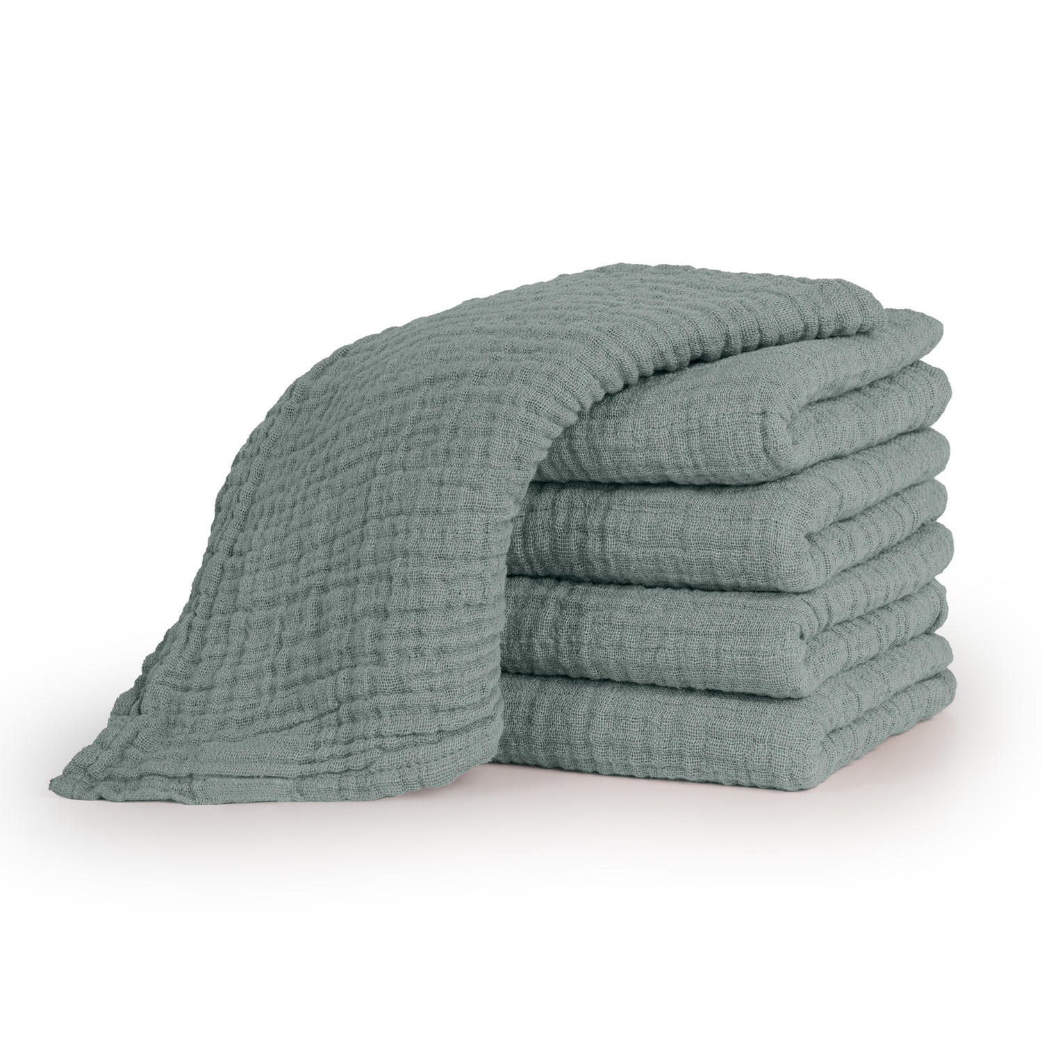 SPUCKTÜCHER 70/70 cm, 100% Baumwolle für Babys, Dunkelgrün, 10er-Set - Dunkelgrün, Textil (70/70cm) - Laleni