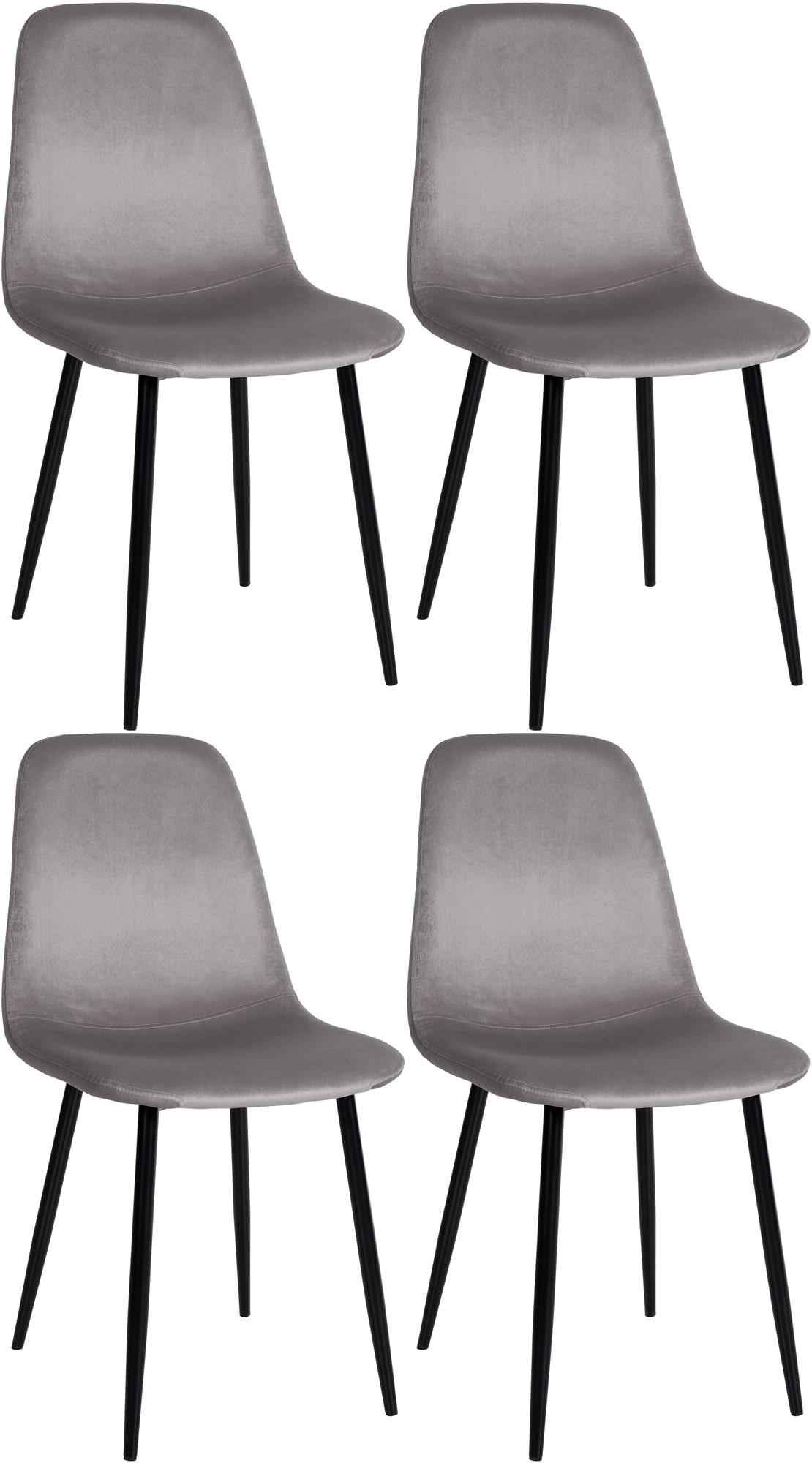 ESSZIMMERSTÜHLE 4er-Set MOVI Grau Samt Metall 88x44x51 cm - Grau, Metall (44/88/51cm) - DELUKE