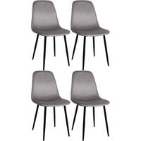 ESSZIMMERSTÜHLE 4er-Set MOVI Grau Samt Metall 88x44x51 cm - Grau, Metall (44/88/51cm) - DELUKE