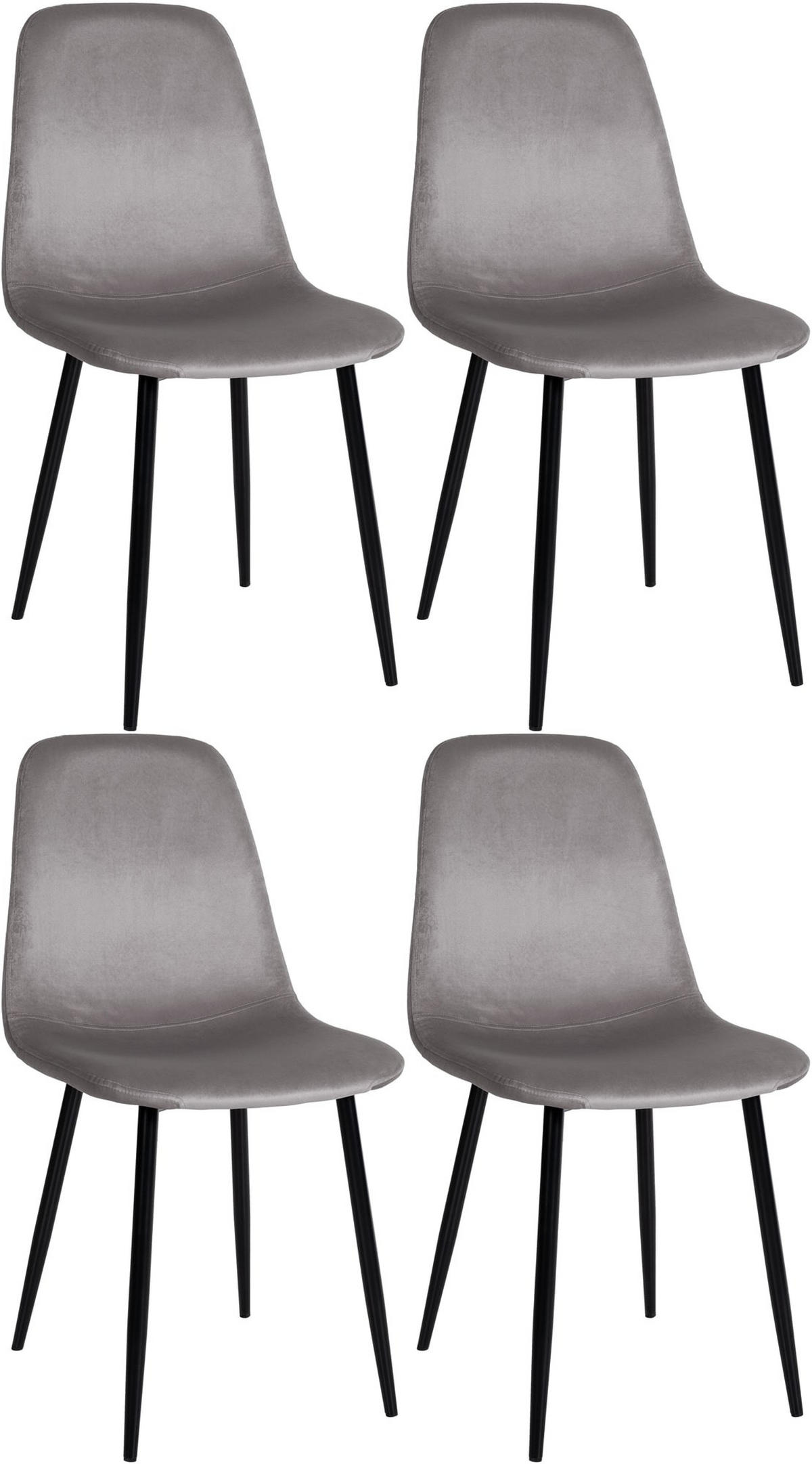 ESSZIMMERSTÜHLE 4er-Set MOVI Grau Samt Metall 88x44x51 cm - Grau, Metall (44/88/51cm) - DELUKE
