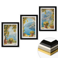 WANDBILDER 3er-Set - 20x30 cm Schwarzer Rahmen - Meereslandschaften, Zitronen, Fenster - Schwarz, Kunststoff (20/30cm) - ArtPrintCave