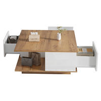 COUCHTISCH 70/70/31.5 cm Weiß/Walnuss aus Spanplatte mit 3 Schubladen - Weiß, Holzwerkstoff (70/70/31.5cm) - OKMYHOME