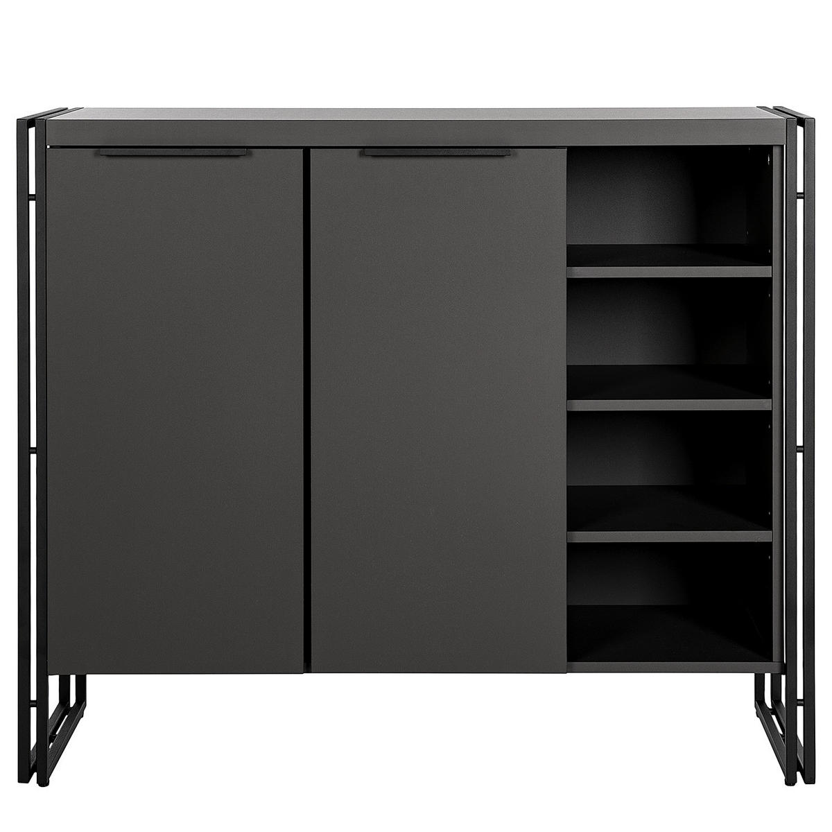 SCHUHKOMMODE - Graphitfarben, Holzwerkstoff (110/95/35cm) - home24