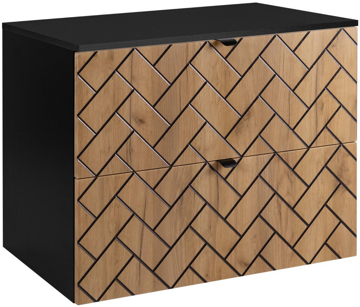 WASCHBECKUNTERSCHRANK TREND Eiche/Schwarz 80/46/60 cm - Schwarz, Holzwerkstoff (80/62/46cm) - Rodan