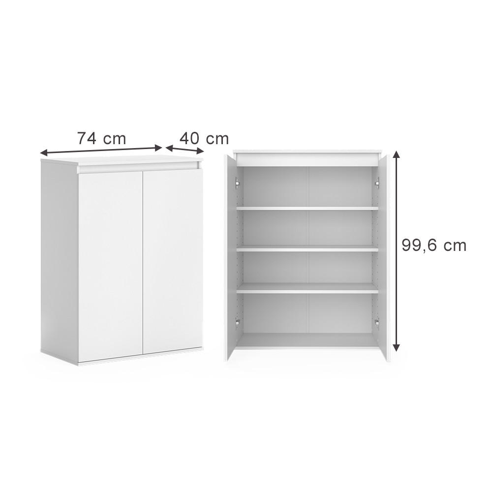 KOMMODE Claus Weiß 74 x 99.6 cm mit 2 Türen - Weiß, Holzwerkstoff (74/99.6/40cm) - Vicco