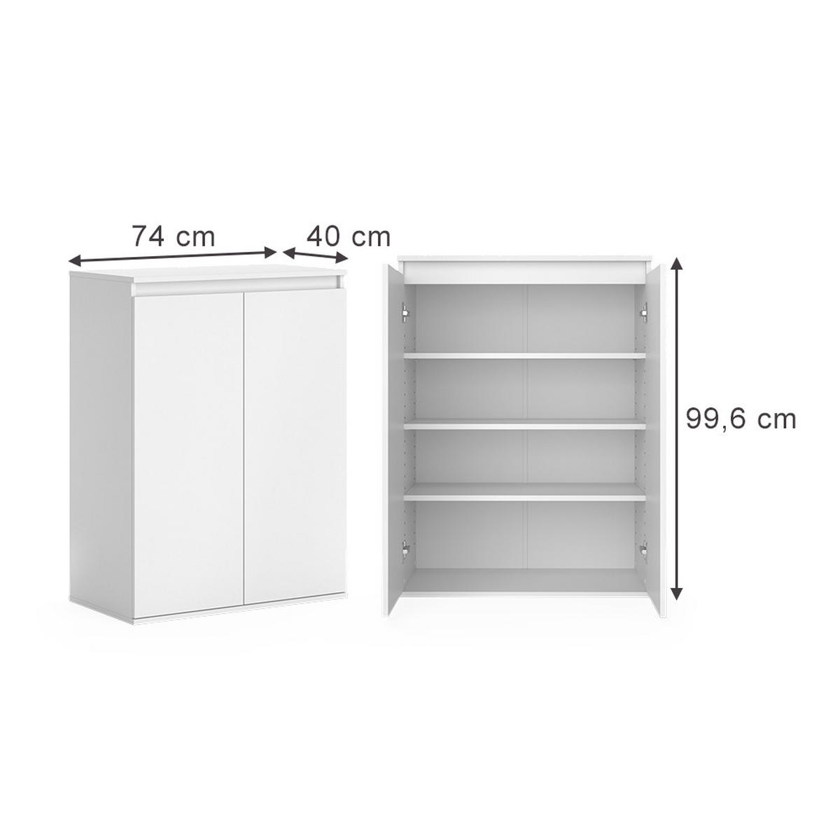 KOMMODE Claus Weiß 74 x 99.6 cm mit 2 Türen - Weiß, Holzwerkstoff (74/99.6/40cm) - Vicco