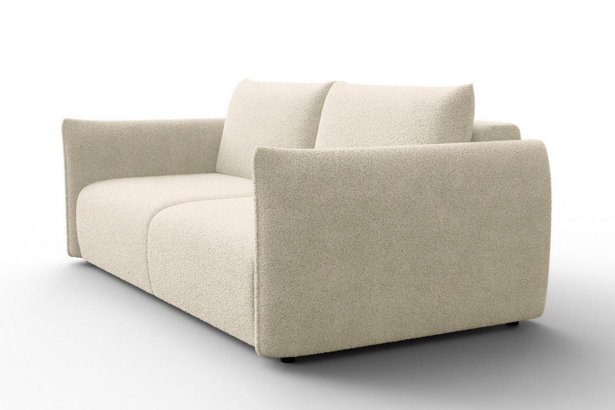 SOFA TAUER 3-Sitzer, Bouclé-Stoff ecru - Ecru/Schwarz, Holz/Textil (206/84/112cm) - Courtois Laville