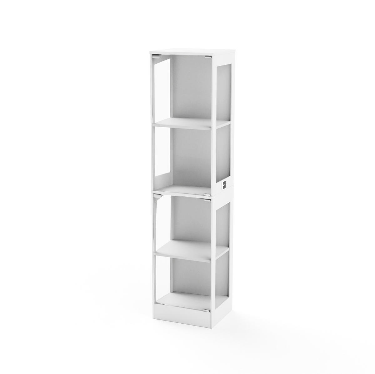 GLASVITRINE aus MDF und Glas 40x35x165 cm Weiß mit LED-Beleuchtung und Bewegungssensor - Weiß, Holzwerkstoff (40/165/35cm) - IVMEU