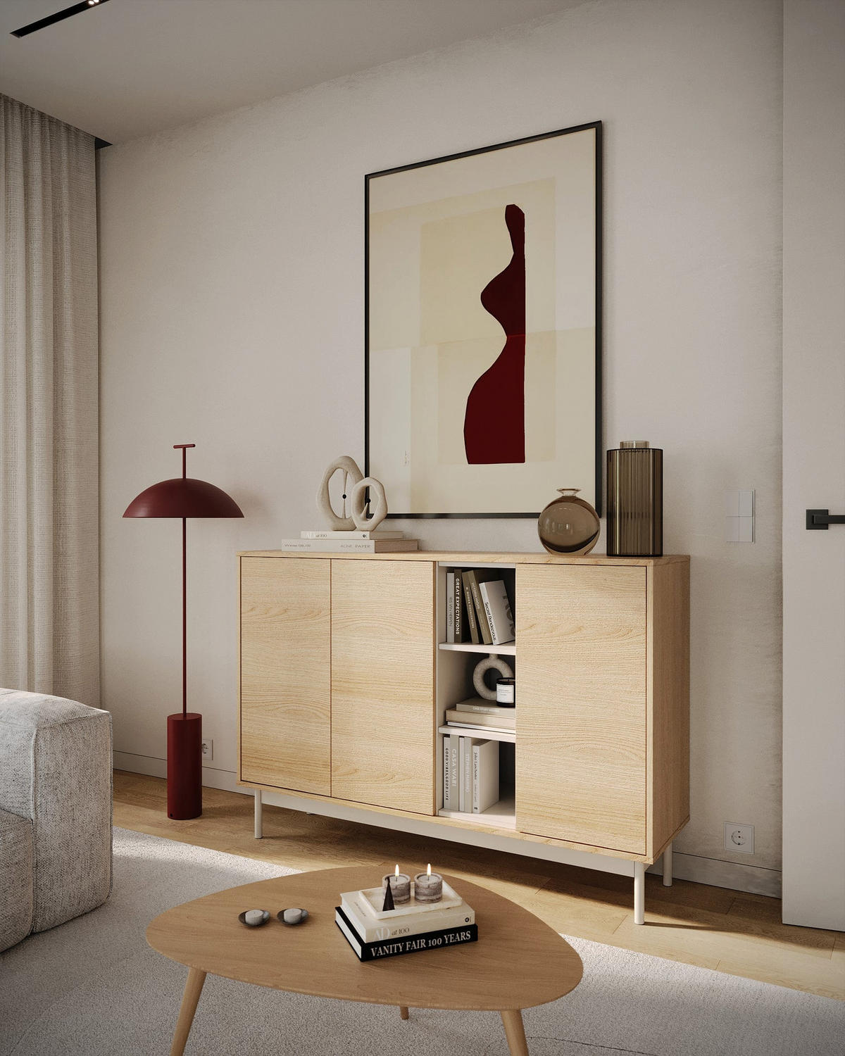 SIDEBOARD Layen Eichenholzoptik Kaschmirgrau 138 cm - Taupe/Beige, Holzwerkstoff/Metall (138/95/39cm) - Selsey