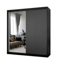 SCHWEBETÜRENSCHRANK Lili 120 cm mit Lamellen und Spiegel 2-türig, schwarz, weiß, Lamelle schwarz - Schwarz/Weiß, Kunststoff (120/215/61cm) - Margaret Hadas24