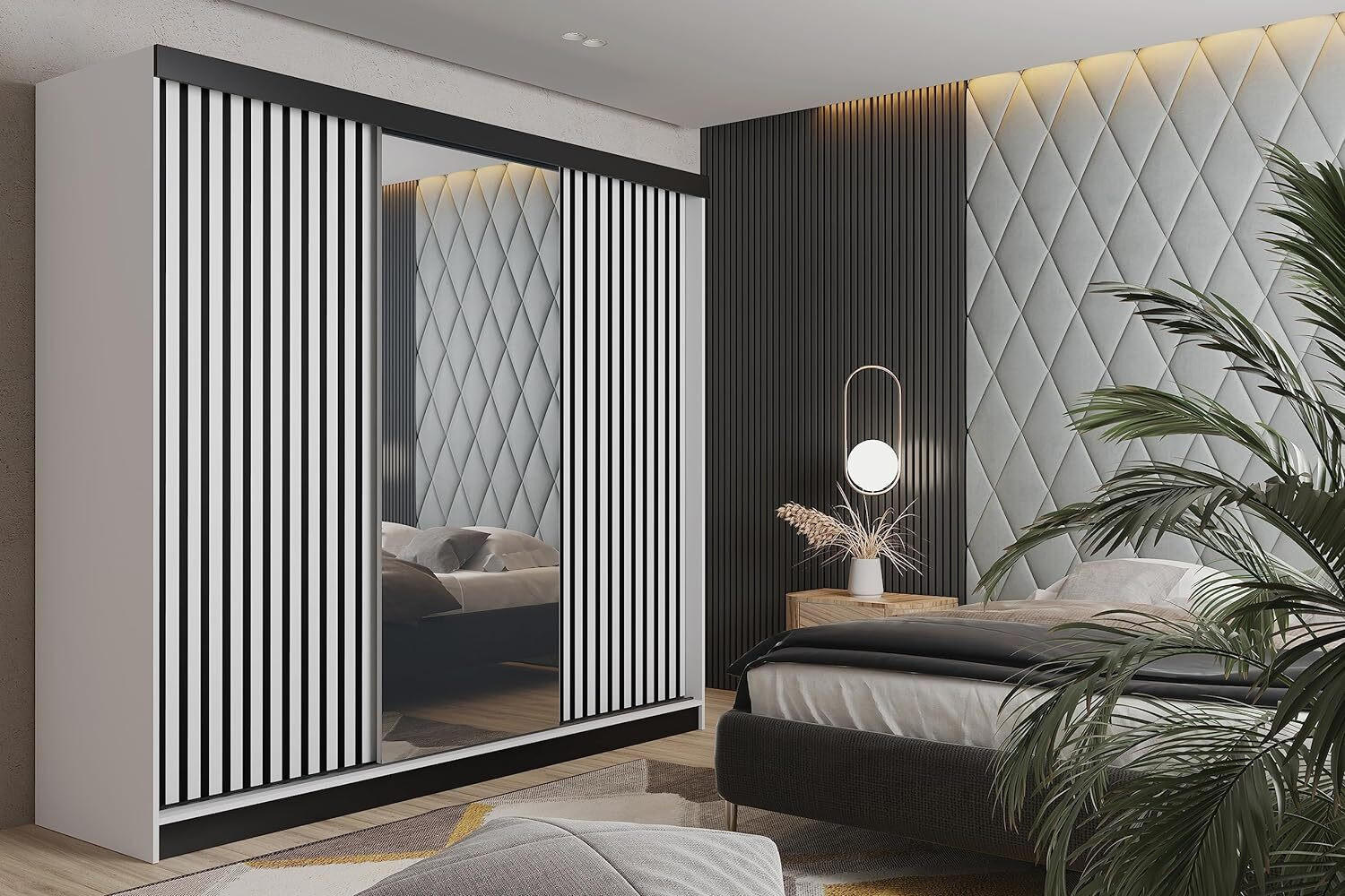 SCHIEBETÜRENSCHRANK MALANI - Weiß 200x205x59 cm - Weiß, Holzwerkstoff (200/205/59cm) - Kier Furniture