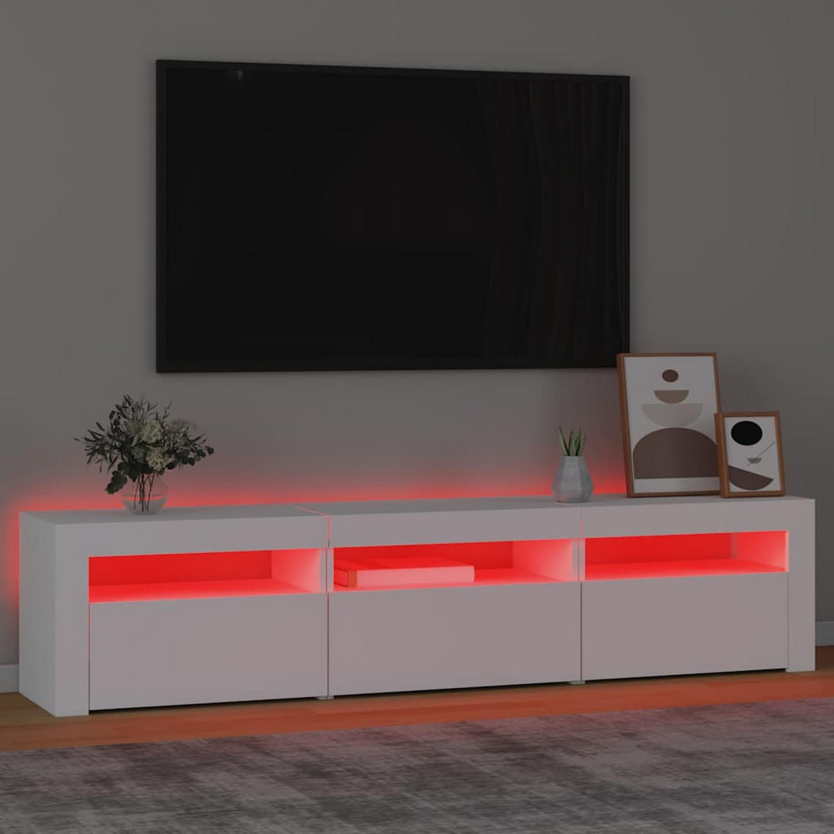 LOWBOARD mit Led-Leuchten 180/35/40 cm aus Holzwerkstoff in Weiß - Weiß, Holz (180/40/35cm) - vidaXL