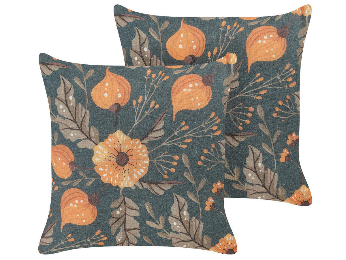 DEKOKISSEN 2er-Set Dunkelgrün 45/45 cm Sotol - Dunkelgrün, Textil (45/45cm) - Beliani