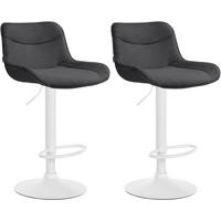 BARHOCKER 2er Set Stoff dunkelgrau - Dunkelgrau/Weiß, Textil/Metall (49/85/51cm) - CLP