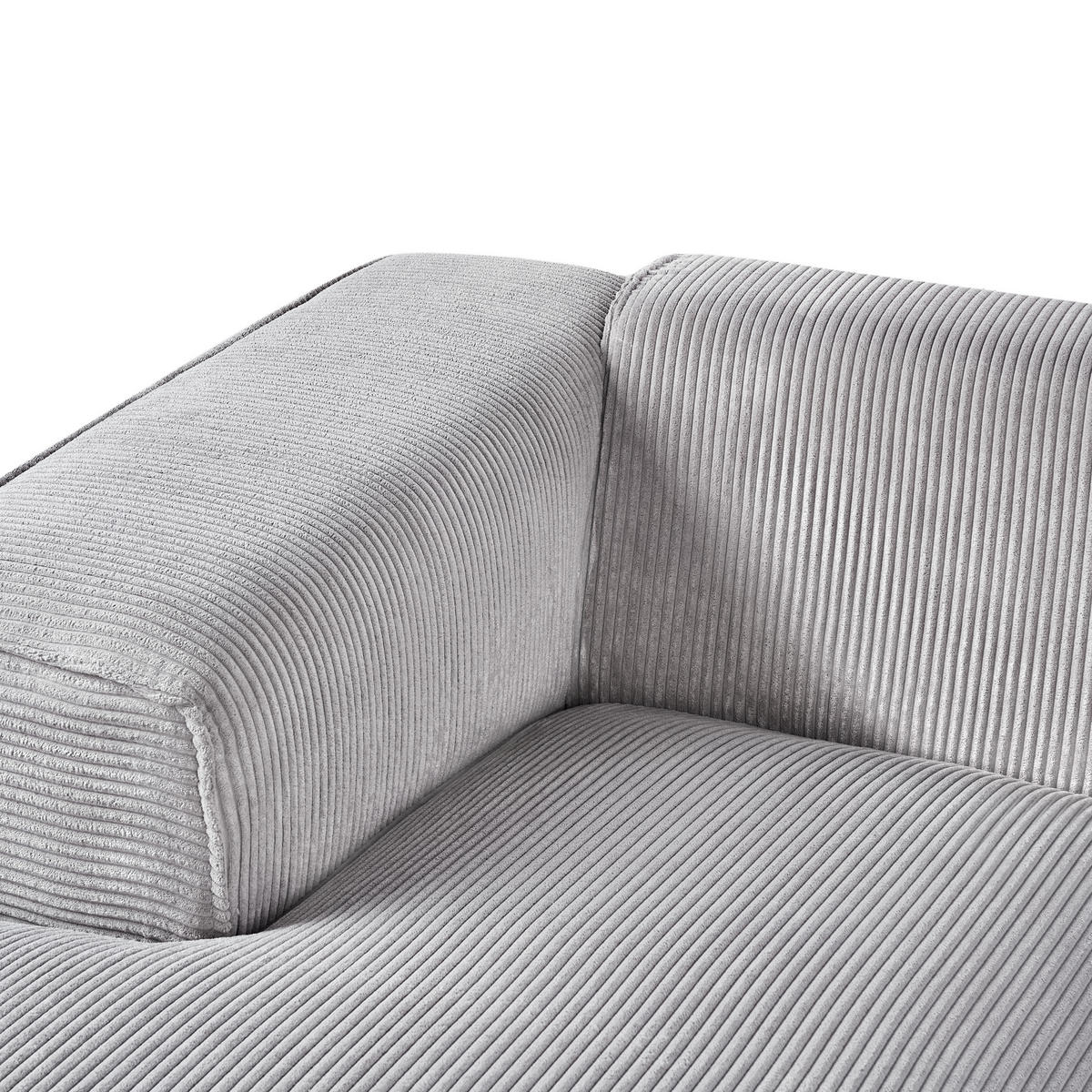 ROHOVÁ POHOVKA 3-místná Manšestr Světle šedá pravostranná Dolva - světle šedá, textil (294/170cm) - Beliani