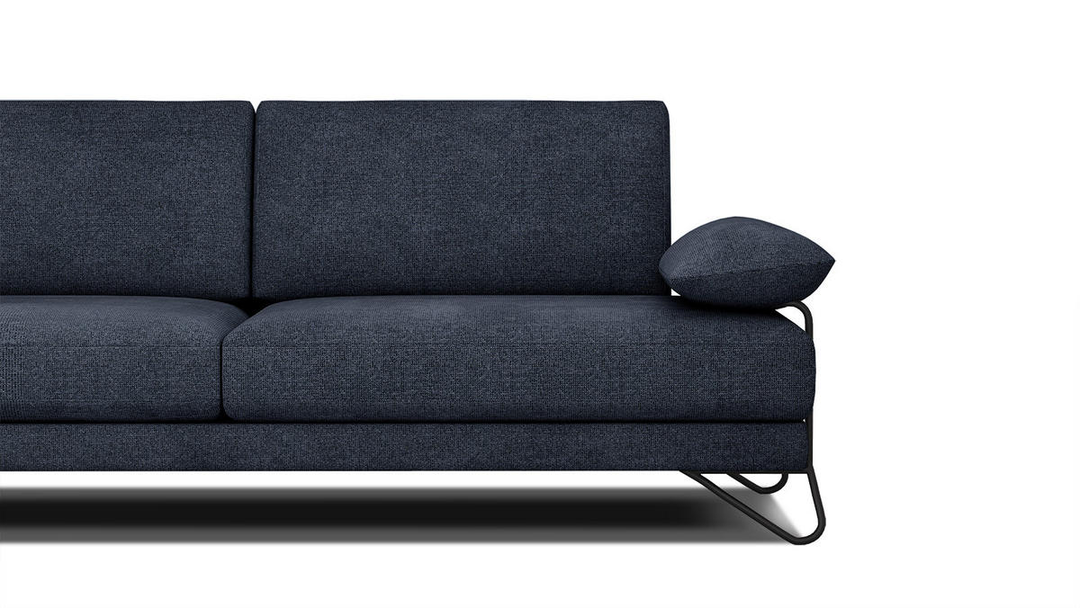 SOFA LORI 3-Sitzer, dunkelblau - Schwarz/Dunkelblau, Holzwerkstoff/Textil (245/87/96cm) - Courtois Laville