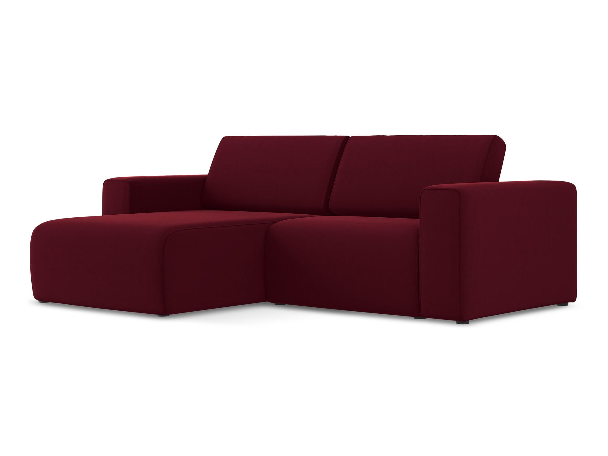 ECKSOFA Links Samt Stoff Rot - Bordeaux/Beige, Kunststoff/Textil (167/224cm) - Makamii
