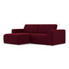 ECKSOFA Links Samt Stoff Rot - Bordeaux/Beige, Kunststoff/Textil (167/224cm) - Makamii