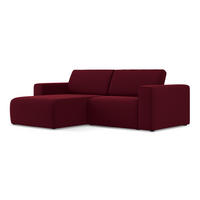 ECKSOFA Links Samt Stoff Rot - Bordeaux/Beige, Kunststoff/Textil (167/224cm) - Makamii