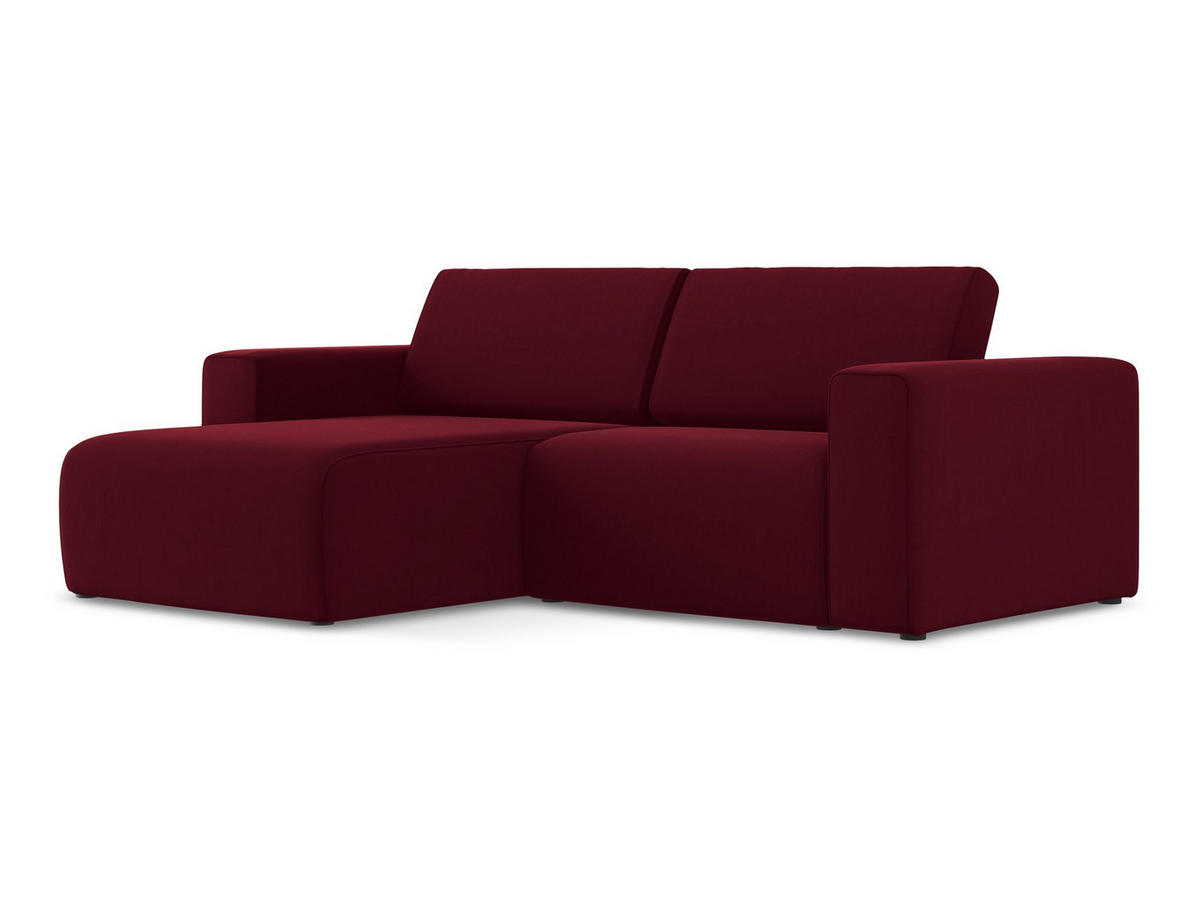 ECKSOFA Links Samt Stoff Rot - Bordeaux/Beige, Kunststoff/Textil (167/224cm) - Makamii