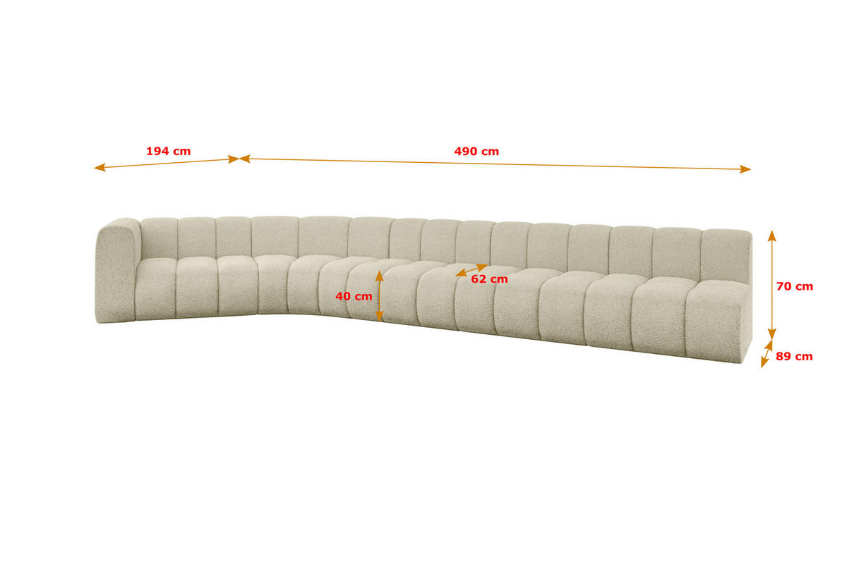 ECKSOFA modulares Sofa Karex-L3 - 490x194x70 cm Beige - Beige, Holzwerkstoff/Textil (490/194cm) - ALTDECOR