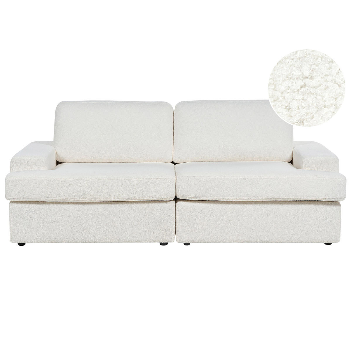 3-SITZER-SOFA Bouclé cremeweiß Alla - Weiß, Textil (208/86/112cm) - Beliani