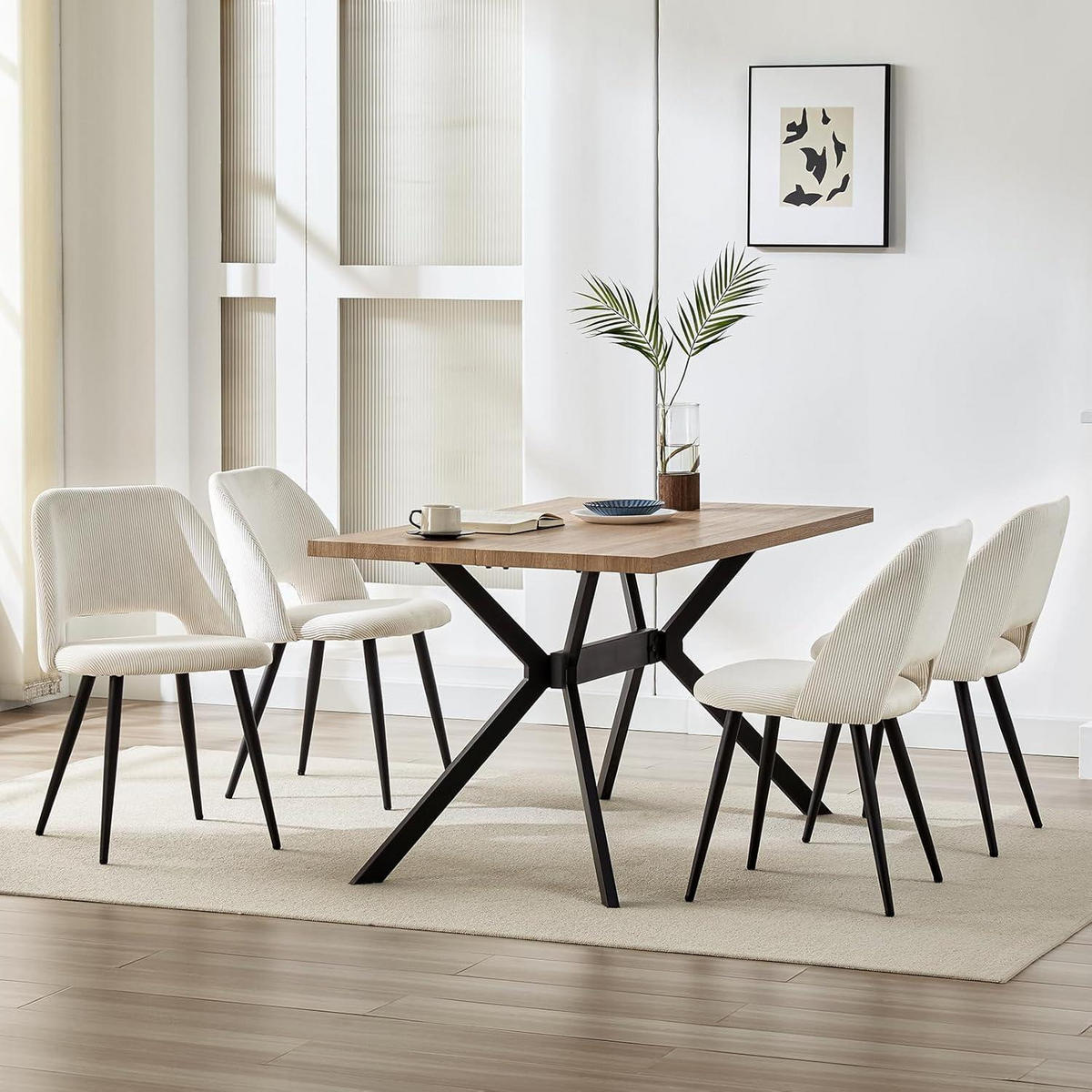 ESSZIMMERSTÜHLE 2er Set Kordsamt Beige mit Metallbeinen - Beige, Textil (48/80/45cm)