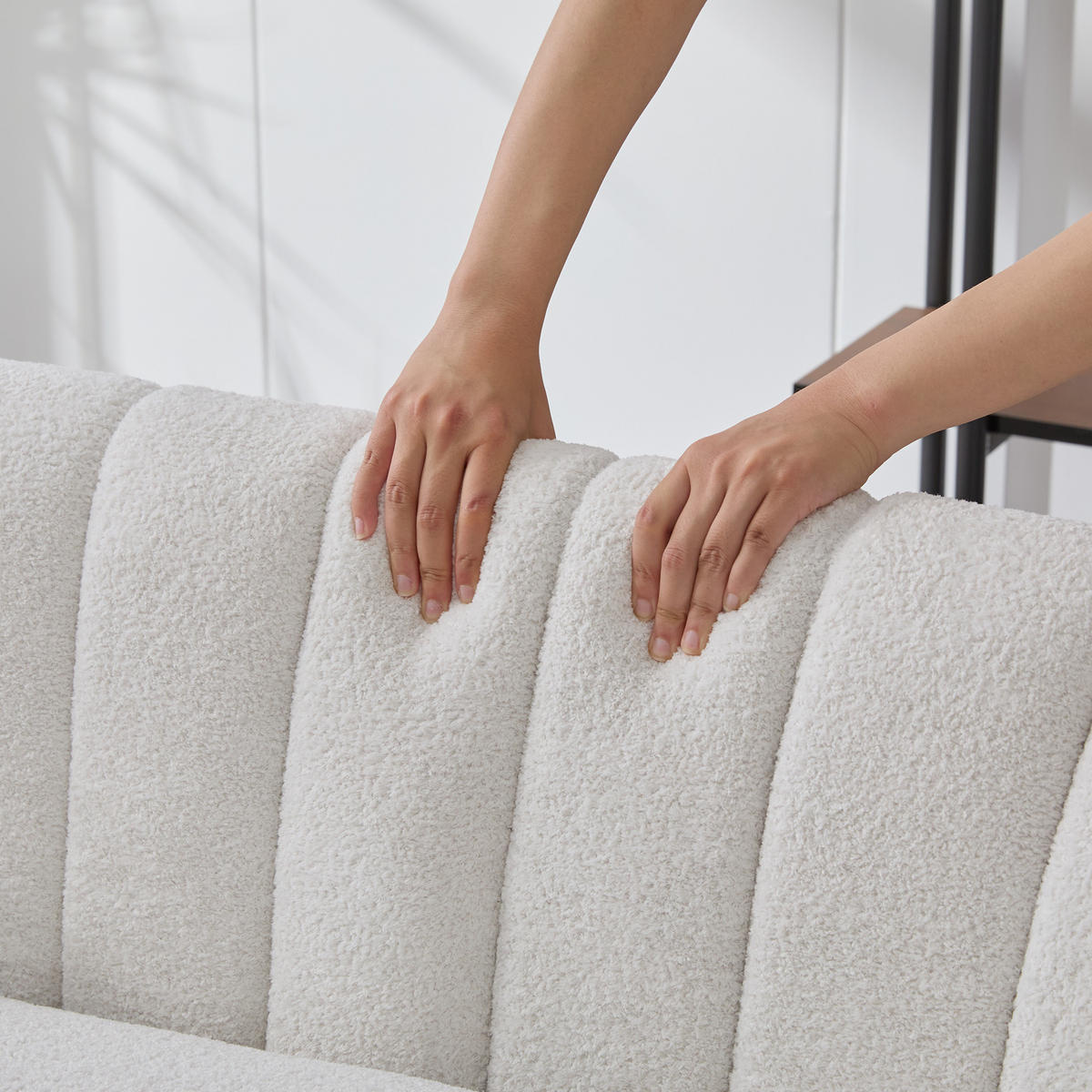 2-SITZER SOFA Chenille Ivory mit abnehmbaren Sitzkissen - Creme, Holzwerkstoff/Textil (127.5/76.5/70cm) - WISHDOR