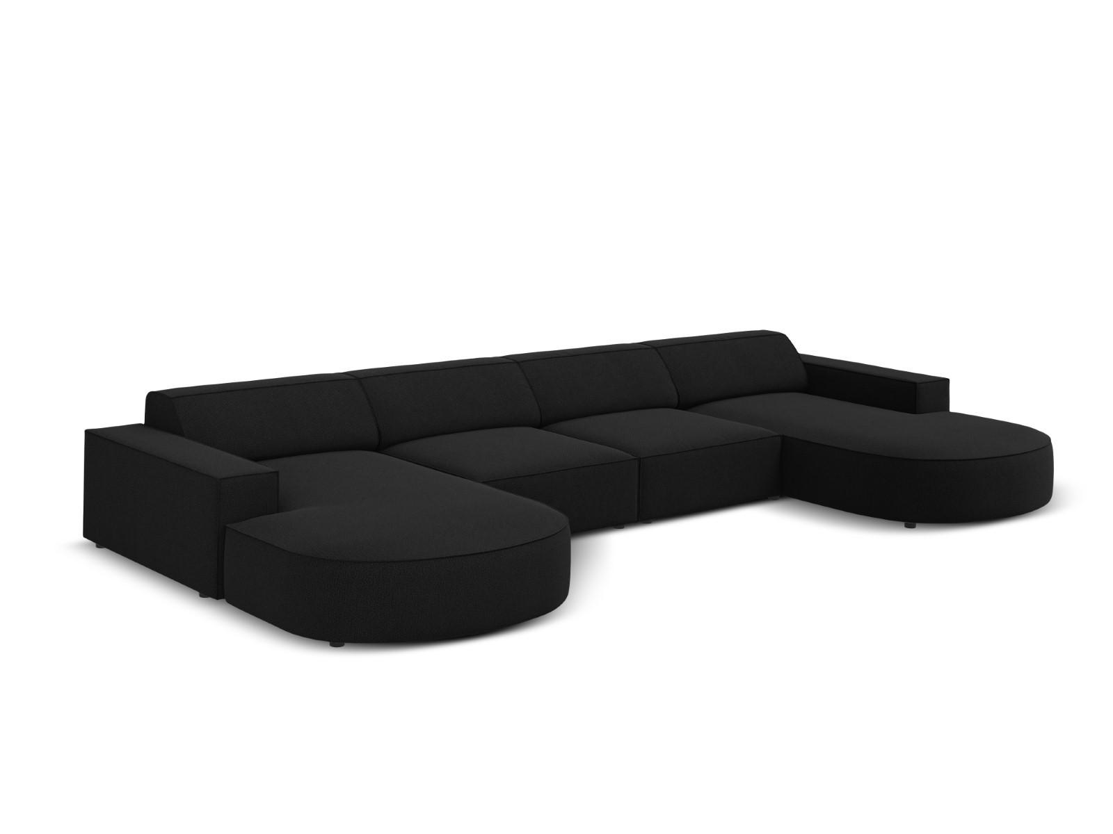 PANORAMASOFA Jodie aus strukturiertem Stoff schwarz 6 Sitzplätze - Schwarz, Textil (166/70/364cm) - Micadoni