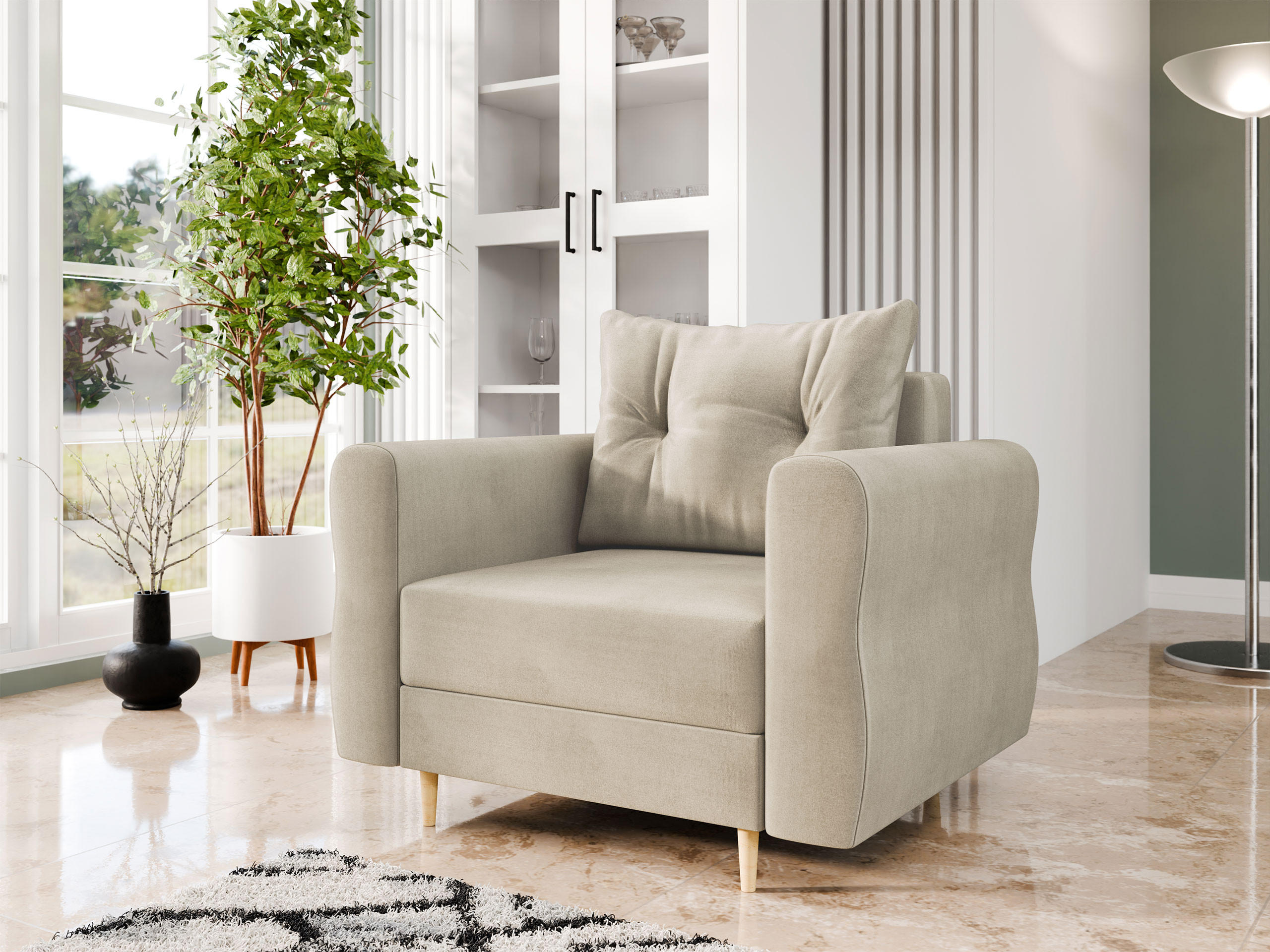 SESSEL Zako - Beige/Naturfarben, Holz/Textil (106/85/77cm) - MIRJAN24