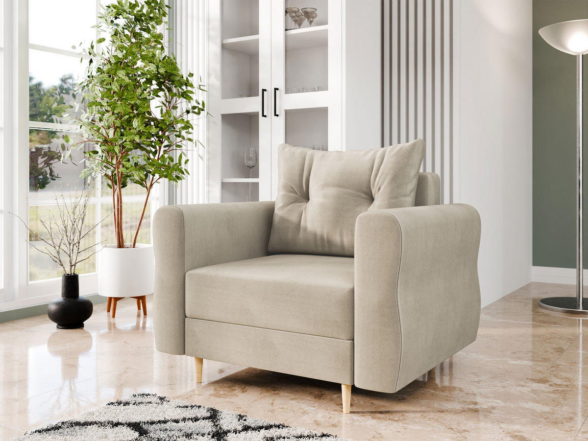 SESSEL Zako - Beige/Naturfarben, Holz/Textil (106/85/77cm) - MIRJAN24