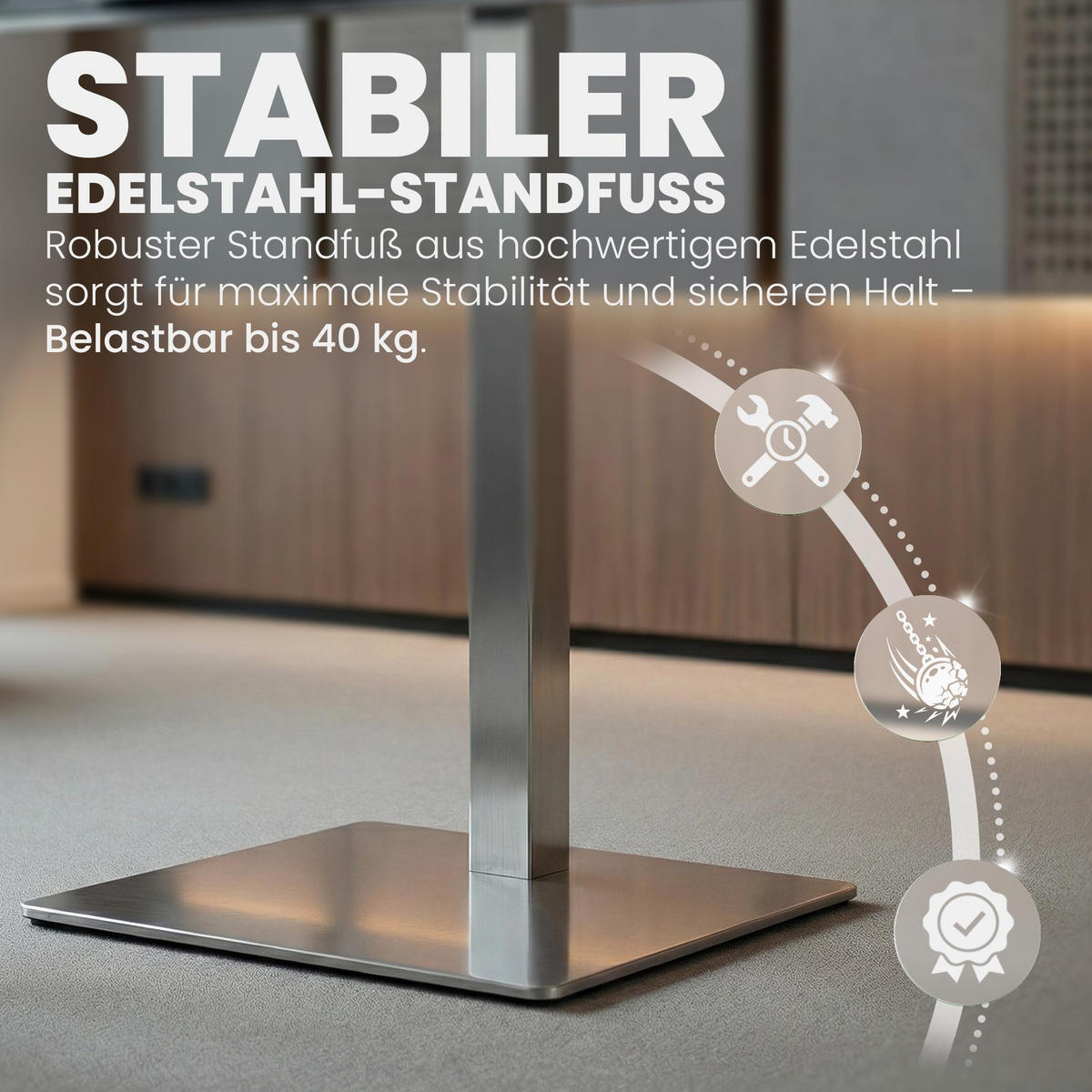 TV RACK Metall Edelstahl - Edelstahlfarben, Metall (64/100/53cm) - CLP