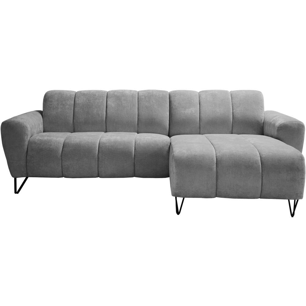 ECKSOFA Volare Mini ohne Schlaffunktion grau rechts, Vega-Stoff - Schwarz/Grau, Textil/Metall (256/165cm) - Beautysofa