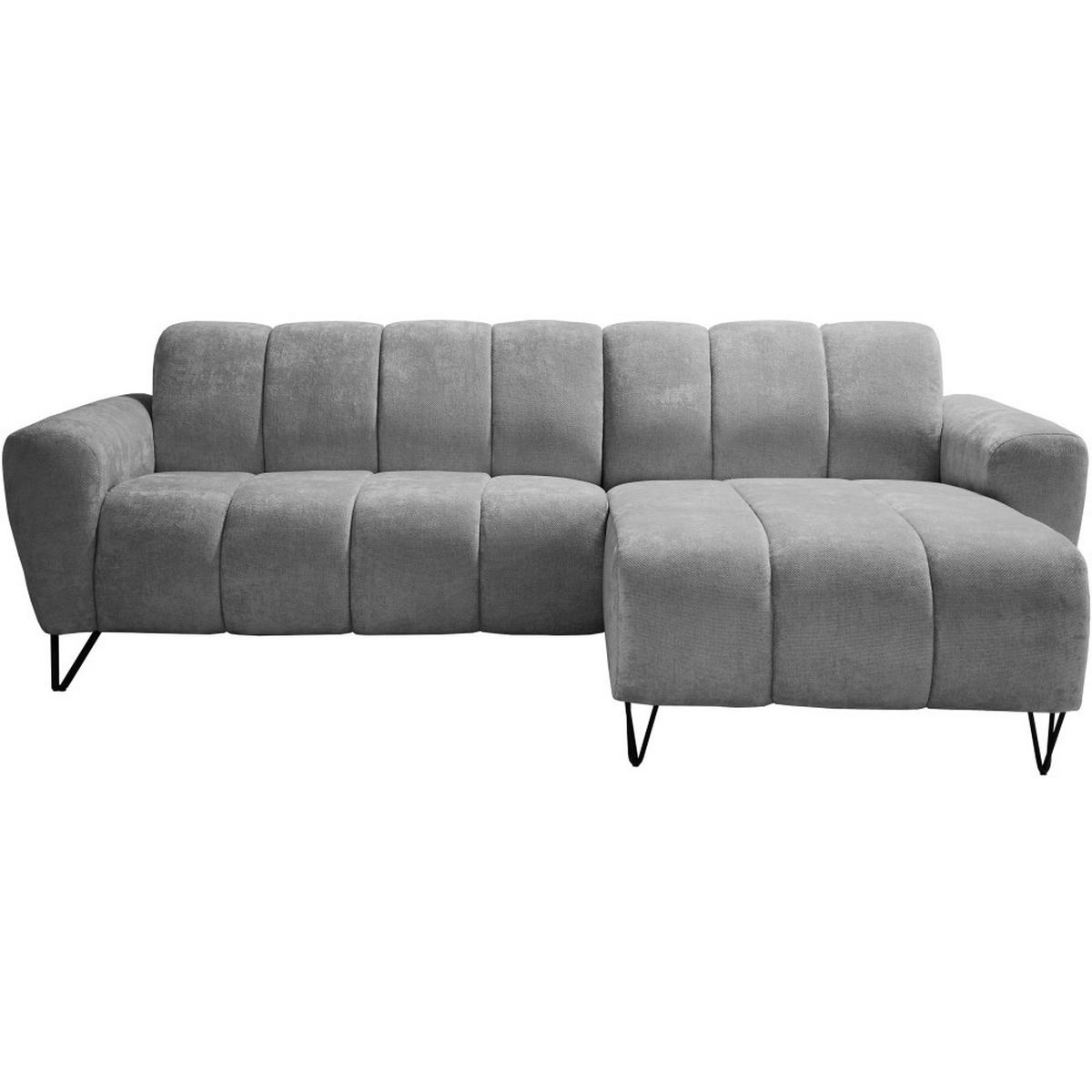 ECKSOFA Volare Mini ohne Schlaffunktion grau rechts, Vega-Stoff - Schwarz/Grau, Textil/Metall (256/165cm) - Beautysofa