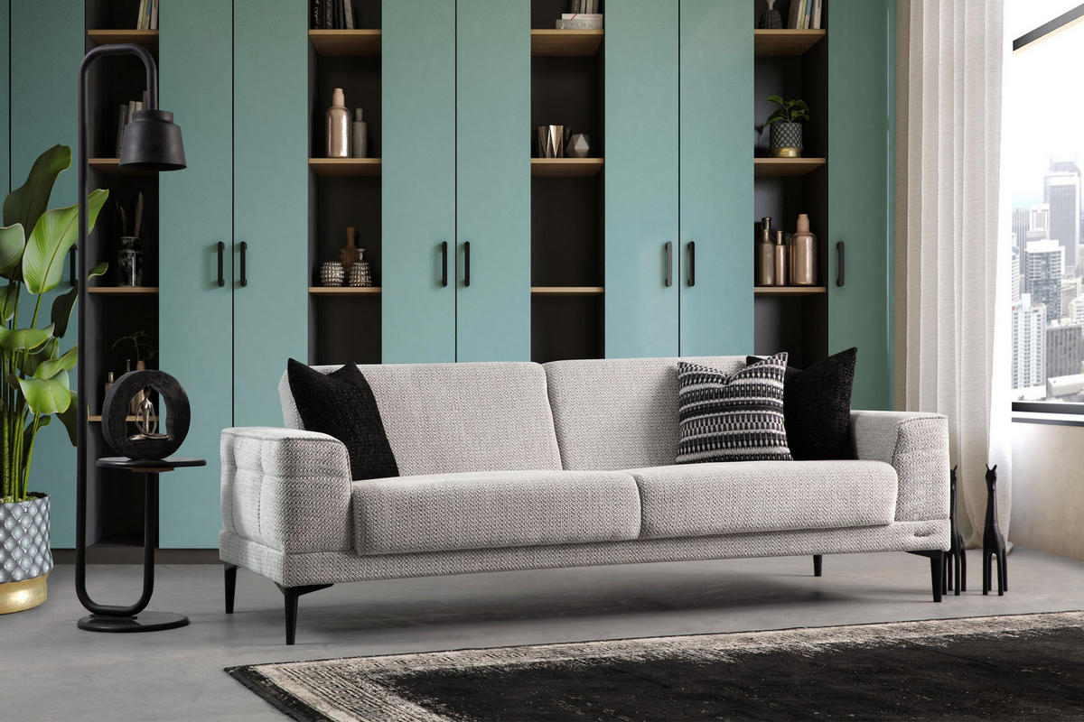 SOFA Ivory 3-Sitzer Grau - Grau, Kunststoff/Textil (230/78/90cm) - Villa Möbel