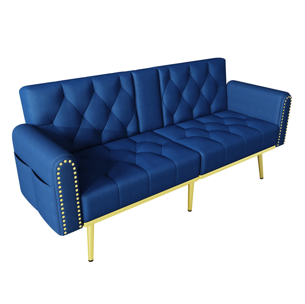 SCHLAFSOFA mit verstellbarer Rückenlehne 175 cm Blau - Blau, Holzwerkstoff (175/73.5/80cm) - Meubliv