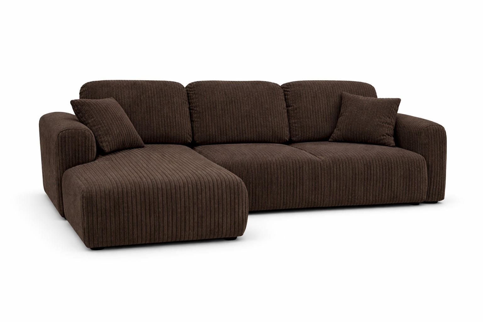 ECKSOFA Mit Schlaffunktion Und Bettkasten, Sofa L-Form Bingo L, Cordstoff Poso, Braun, Links - Braun, Holz (250/142cm) - Kaiser Möbel