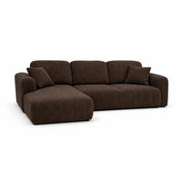 ECKSOFA Mit Schlaffunktion Und Bettkasten, Sofa L-Form Bingo L, Cordstoff Poso, Braun, Links - Braun, Holz (250/142cm) - Kaiser Möbel