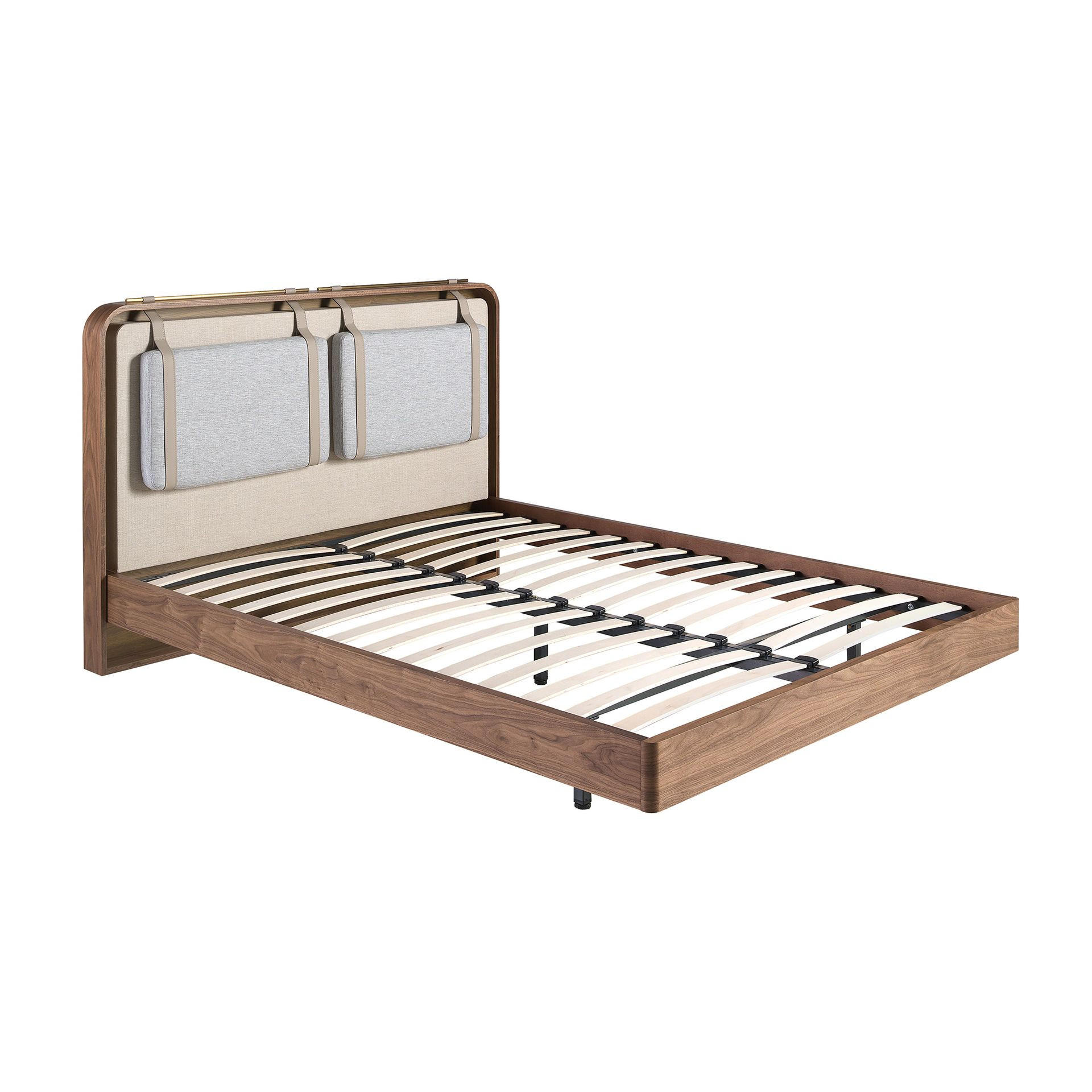 BETT Stoff 170/215/110 cm - Beige/Nussbaumfarben, Holz/Textil (160/200cm) - ANGEL CERDA