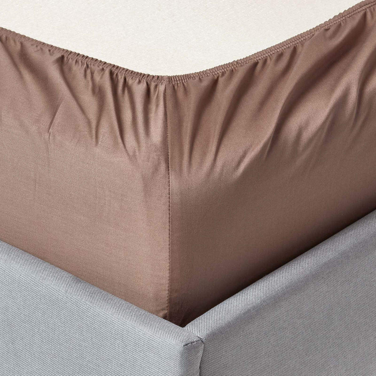 SPANNBETTLAKEN Satin aus 100% Bio-Baumwolle - Braun, Textil (150/200cm) - Homescapes