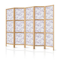 PARAVENT Japanischer 5-tlg 225x172 cm Violette Fische - Lila, Holz/Textil (225/172/3cm) - Muralo