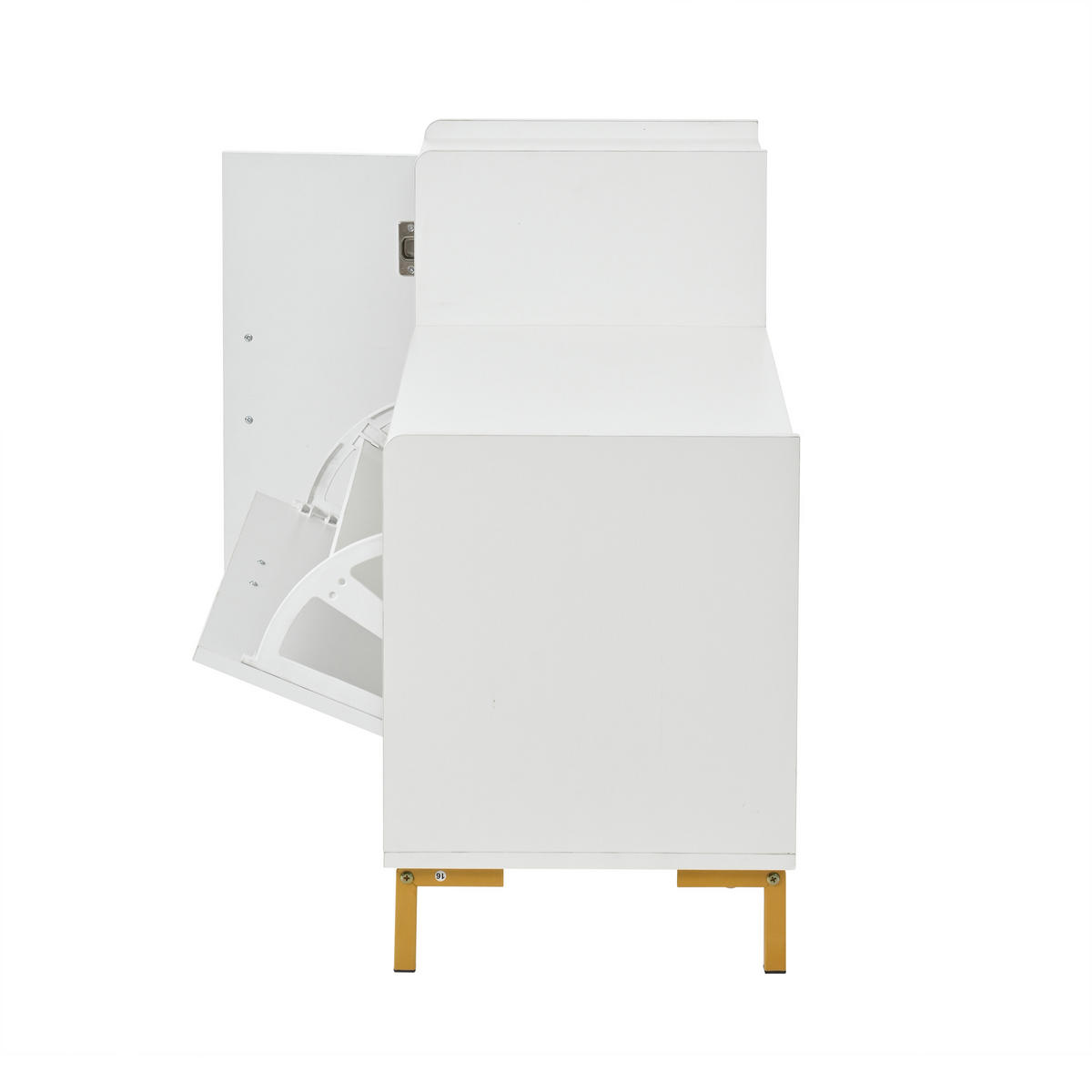 SCHUHSCHRANK aus Spanplatte 100x38x68cm in Weiß mit Sitzkissen - Weiß, Holzwerkstoff (100/68/38cm) - Modfu