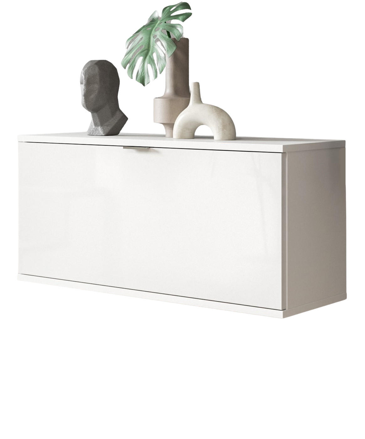 SCHUHSCHRANK weiß Hochglanz 91 cm, Kommode hängend, Flur- und Dielenmöbel - Chromfarben/Weiß Hochglanz, Holzwerkstoff/Kunststoff (91/43/34cm) - Inn.Furn