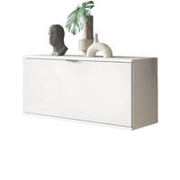 SCHUHSCHRANK weiß Hochglanz 91 cm, Kommode hängend, Flur- und Dielenmöbel - Chromfarben/Weiß Hochglanz, Holzwerkstoff/Kunststoff (91/43/34cm) - Inn.Furn
